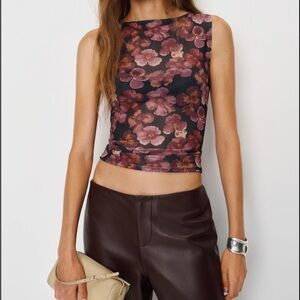 Reformation Floral Sleeveless Top - Black and Pink